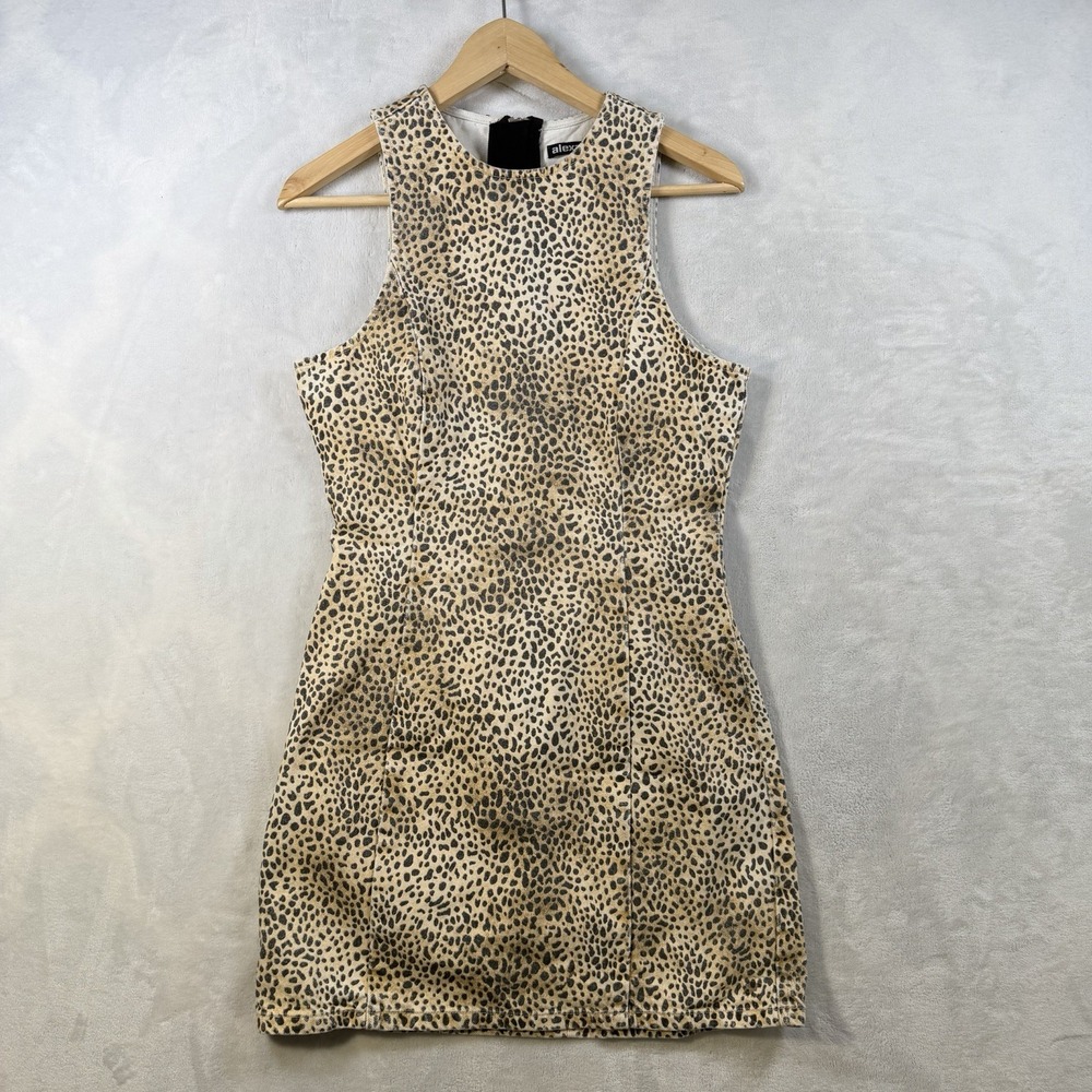 Alexander Wang Cotton Denim Sleeveless Cheetah Animal Print Mini Dress Size 4